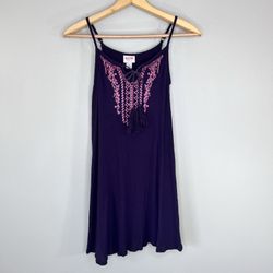 Women’s XS Purple Pink Embroidered Mini Beach  Dress