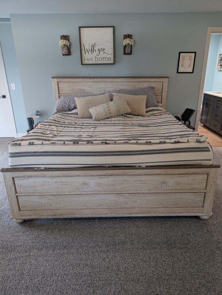 King Bed Frame W/ Matching Dresser