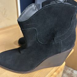 Black suede ankle boots with wedge heel size 8.5 