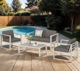Outdoor patio 4 piece conversation set, loveseat with 2 chairs and coffee table new