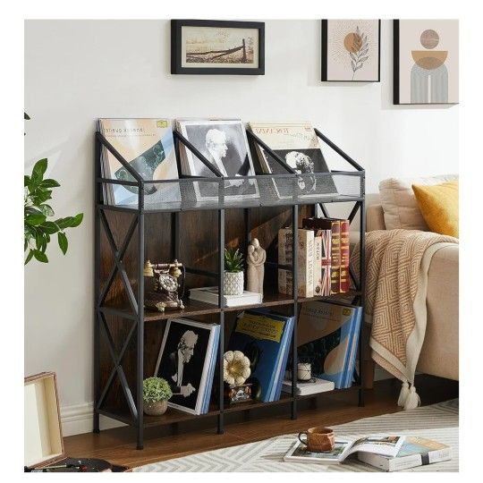 9 Grids Vinyl Record Storage Holder Rack,