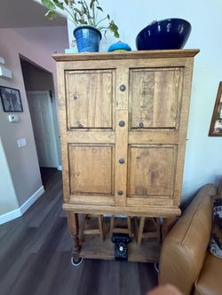 Rustic Solid Pine "Cowboy Kitchen" Cabinet Table Storage