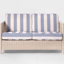 Monroe Wicker Stripped Loveseat