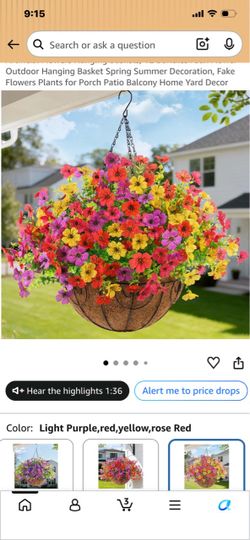 New in box outdoor hanging planter with 10 pk flowers