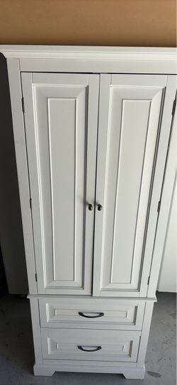 White Wood cabinet / Armoire with Drawers
