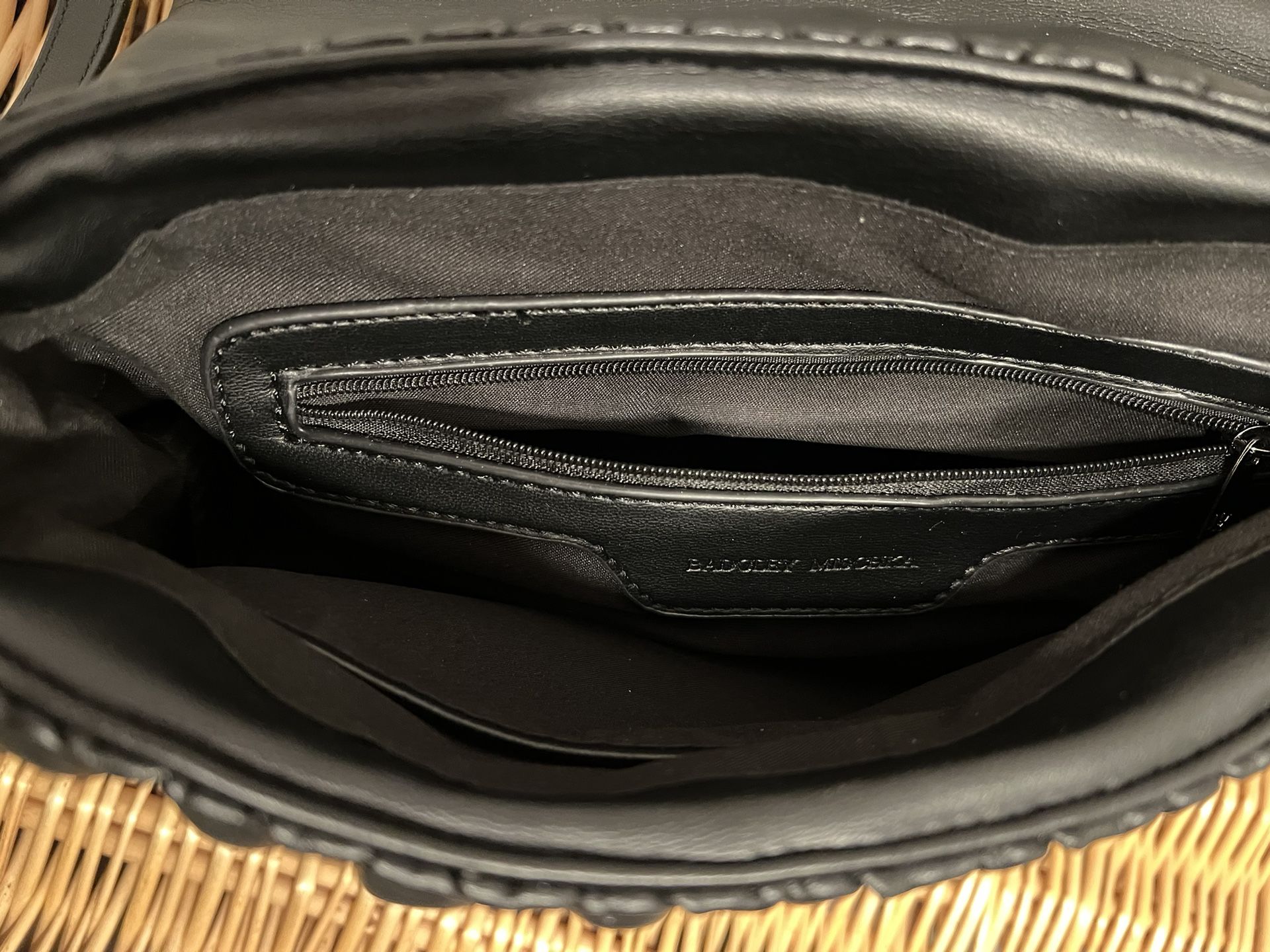 BADGLEY MISCHKA Black Quilted VEGAN Faux Leather Womens Crossbody Bag