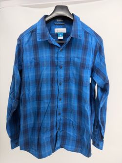 Columbia Men's button-down blue Plaid shirt L