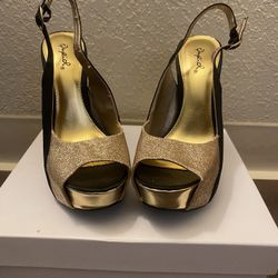 Gold And Black High Heels 