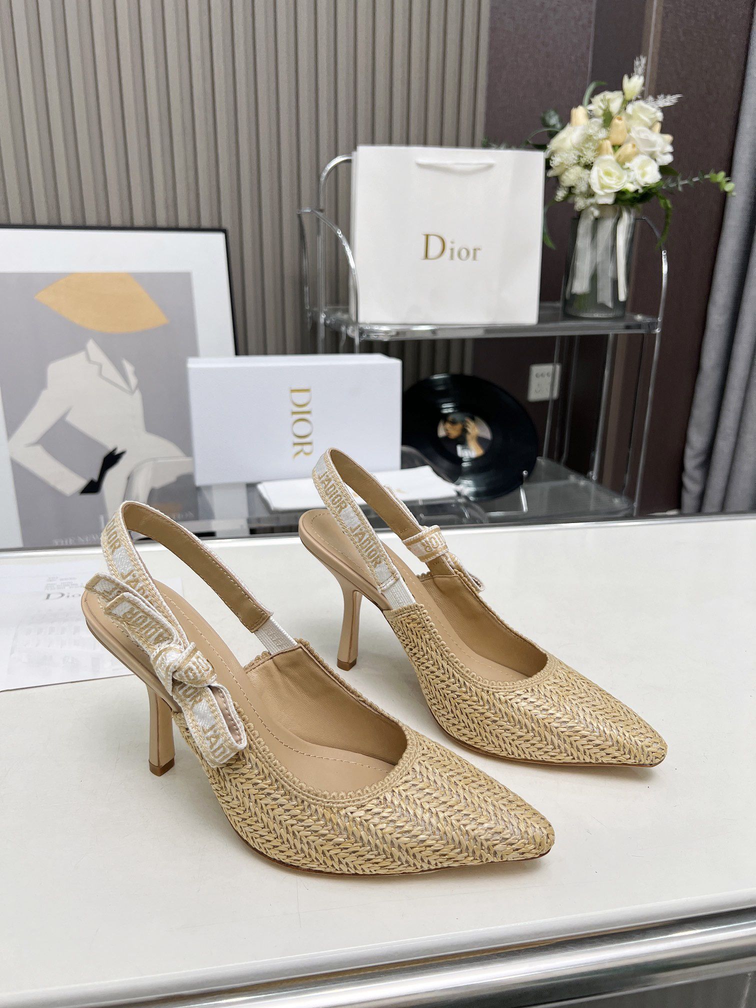 Women's Leather Embroidered High Heels