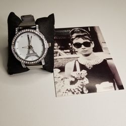 Women's Rhinstone Silver Watch with Paris Effiel Tower New