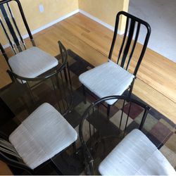 Glass Dining Room Table set with 4 cushioned chairs
