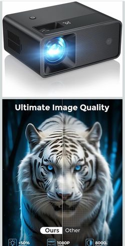 Mini Projector, 2025 Upgraded Full HD 1080P Support Video Projector, Portable Small Movie Projector, Compatible with iOS/Android/Windows/TV Stick/Box/