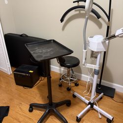Esthetician Bed, Warmer, Light, Steamer, And Chair