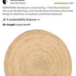 New 4 foot area rug all natural sustainable