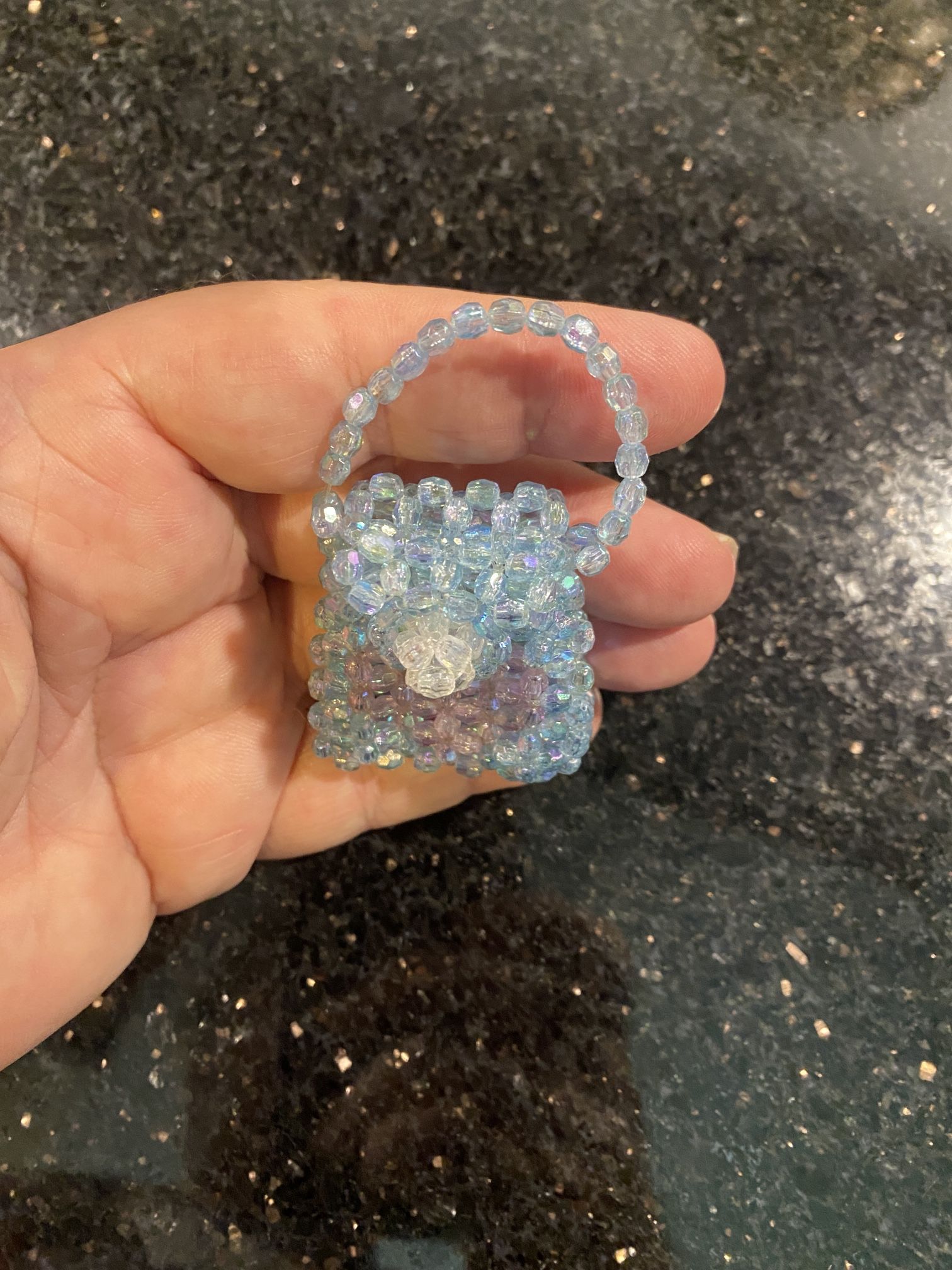 Blythe or Holala Doll Light Blue Beaded Handbag Purse