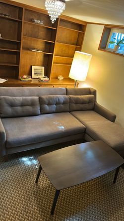 DWR Gray Fabric Sectional Sofa with Chaise