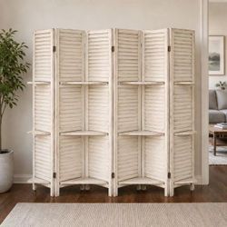 New In Box 6 Panel 67x16 Inch Each Panel Wooden Privacy Wall Home Decor Office Dorm Freestanding Room Divider White Or Brown 