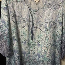 Light Blue Multicolor Women Top