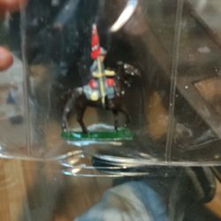 Vintage Metal Toy Soldier Riding Horse With Confederate Flag 