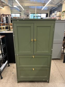 VASAGLE Bathroom Floor Cabinet w/ 2 Doors & Adjustable Shelves - Green