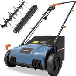 12 Amp 13-Inch Corded Electric Dethatcher and Scarifier with Collection Bag,Lawn Care Equipment for Removing Thatch and Improving Yard Growth,Garden T