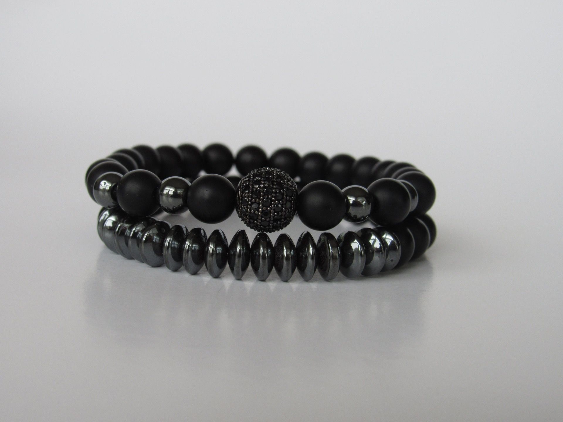 2pc/sets beads Natural stone Bracelets Micro Pave CZ Ball Charms