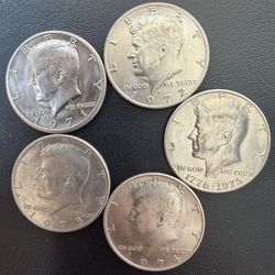 Kennedy Half Dollar 5 Coins 
