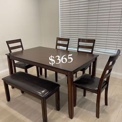 Elegant 6-Pc Dining Set Oak Finish