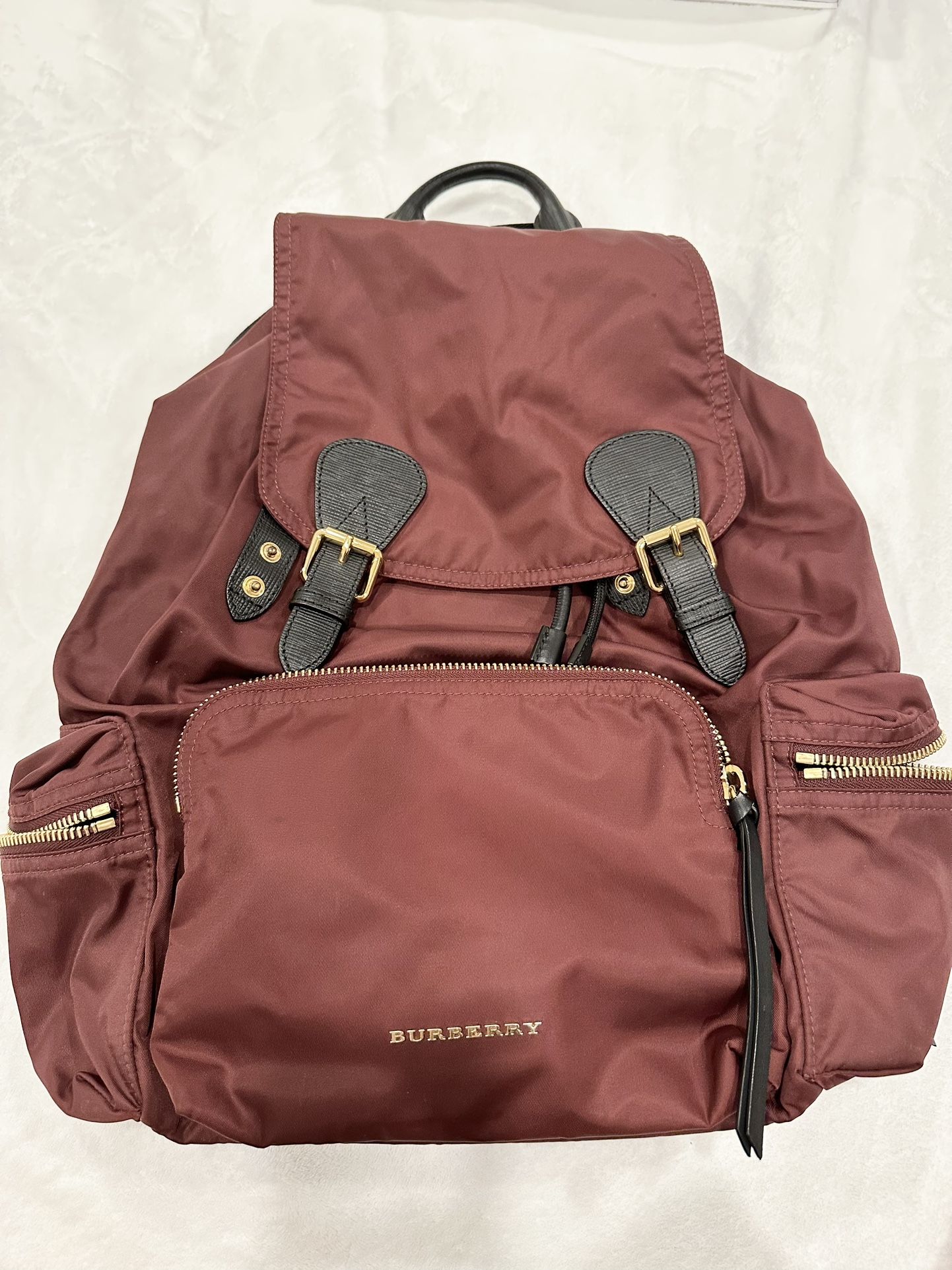 Burberry Nylon Medium Rucksack Backpack Maroon