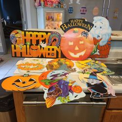 Vintage Halloween Cardboard Decoration's 9 In ADD 5.00 A Peice Or 33.00 For All 9