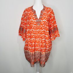 Orange Oversized Flowy Shirt Women’s Top Size XL