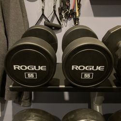 Brand New Pair Of 55 Lb Rogue Urethane Dumbbells