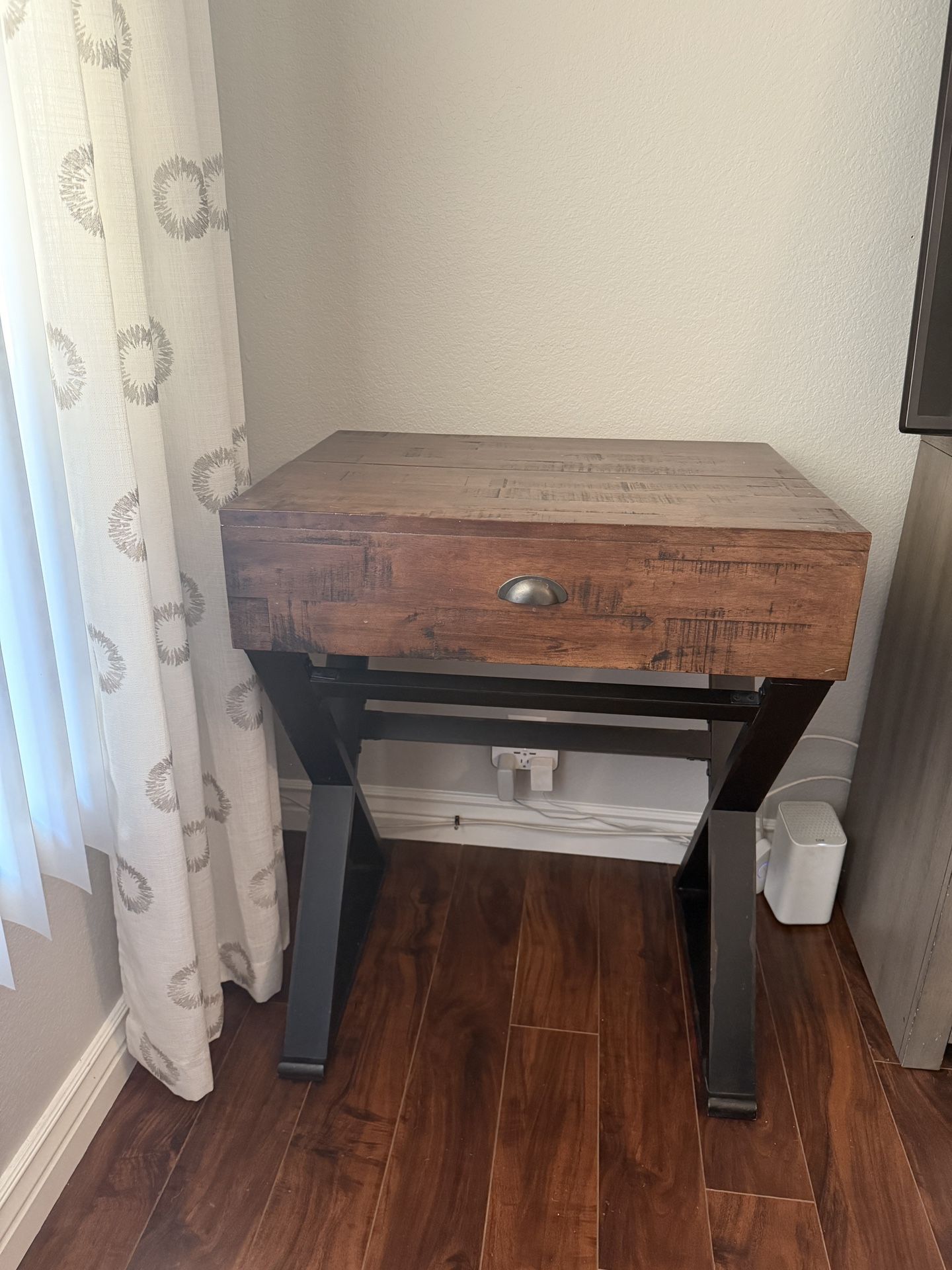 Distressed Antique Cognac and Black Wood Secretary Desk