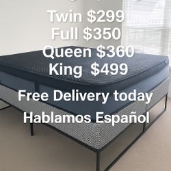 Queen Pillows Top With Free Box Spring - Same Day Delivery 