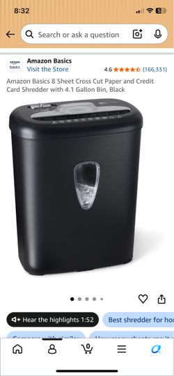 8 Sheet Cross Cut Paper and Credit Card Shredder