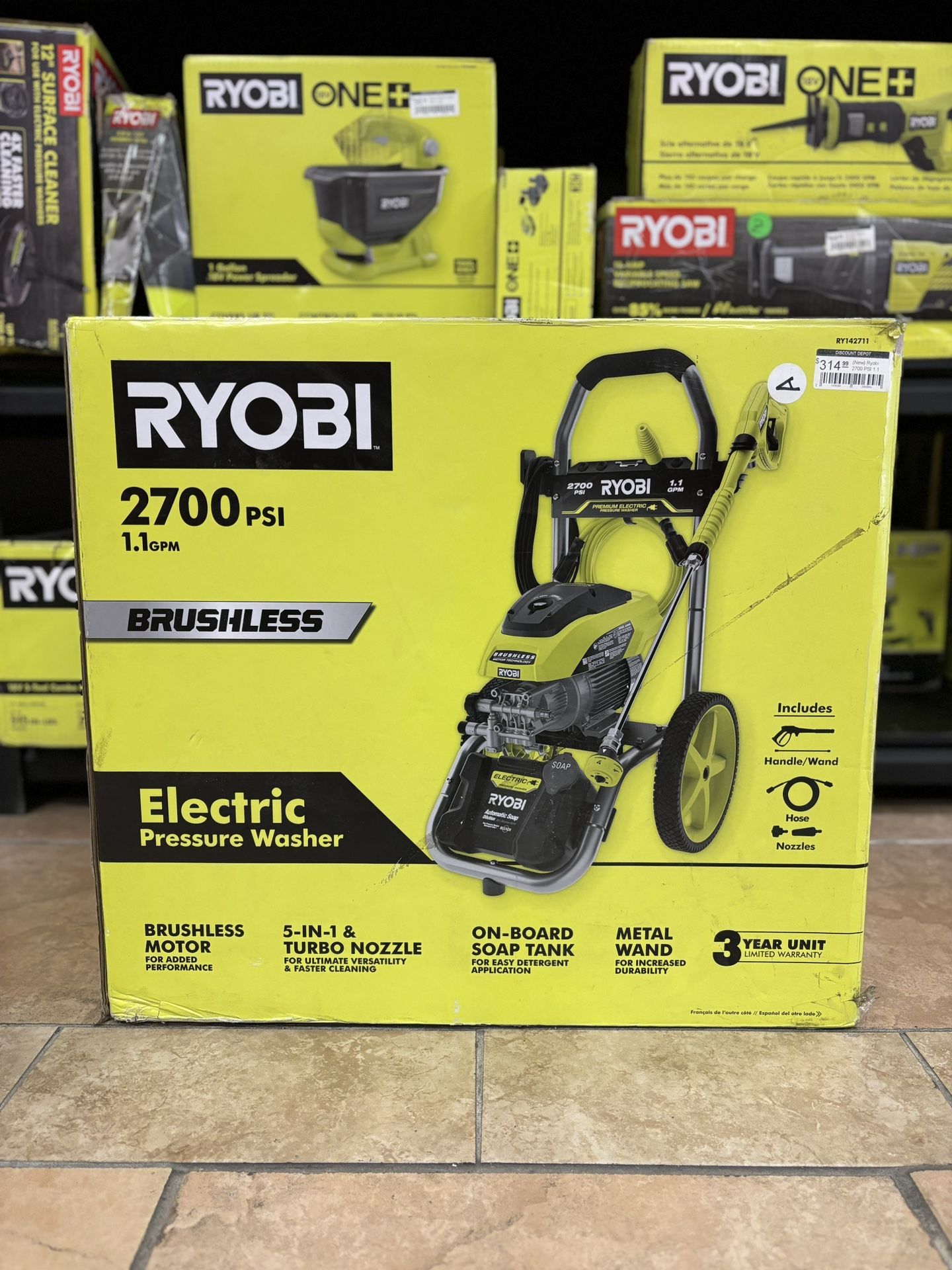 RYOBI 2700 PSI 1.1 GPM Cold Water Corded Electric Pressure Washer