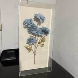 Blue Flower Art - Tempered Glass 