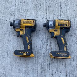 Two Dewalt 20v Brushless Impact Drivers