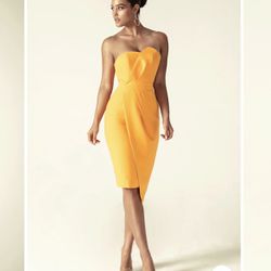 Formal Strapless Yellow Dress