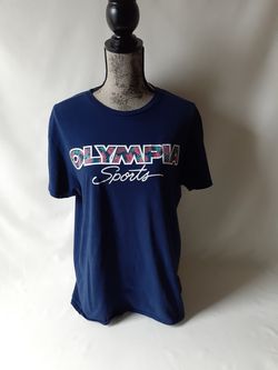 Olympia Sports women's navy blue short sleeve graphic t-shirts size L