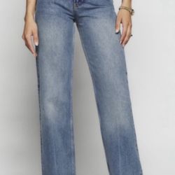 Reformation Teigen High Cigarette Blue Denim Jeans in Baltic Size 26