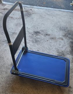 Olympia Folding Platform Cart Dolly 4 Wheel Flatbed Hand Truck 300lb  capacity Blue Black