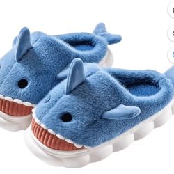 Loonyx Unisex Shark Slippers, Open Heel, Blue,