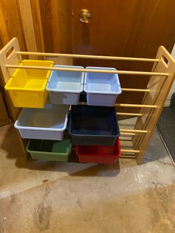 Kids Toy Storage Organizer with 8 Plastic Bins