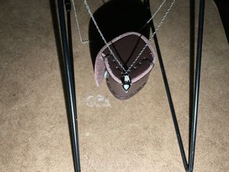 10K Women Heart Shape White Gold and Black Onyx with Diamonds Pendant and Ring