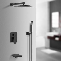 Matte Black Shower System with Tub Spout