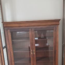 ALL SOLID WOOD AND GLASS BOOK SHELF OR DISPAY CABINET LIKE NEW