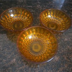 Amber Glass Bowls Set of 3