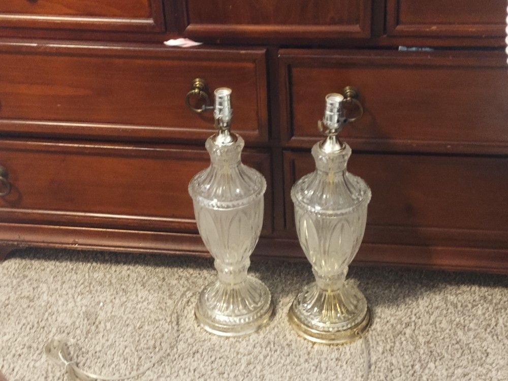 Pair Of Vintage Crystal Lamps