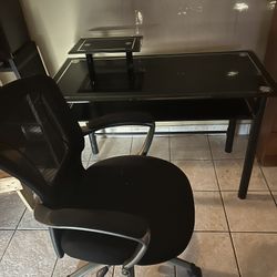 Glass Computer Desk With Chair 